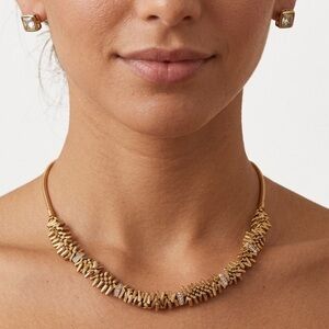 J.Crew Gold Tone Geometric Fringe Necklace & Stud Earring Set